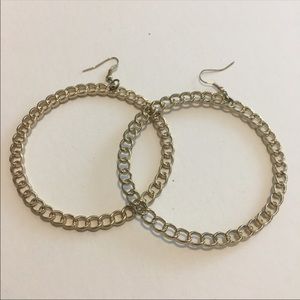 Large chunky gold toned hoop earrings 2 7/8”